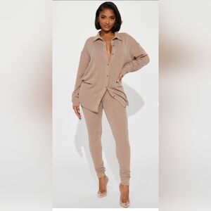 Fashion Nova | Maddie Taupe Ribbed Pantsuit Set | Oversized | Athleisure